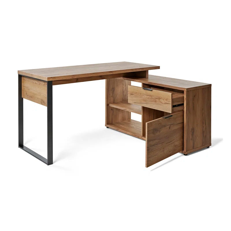 FURNISHIAA Solid Acacia Wood L Shaped Study Table - Furnishiaa -  -